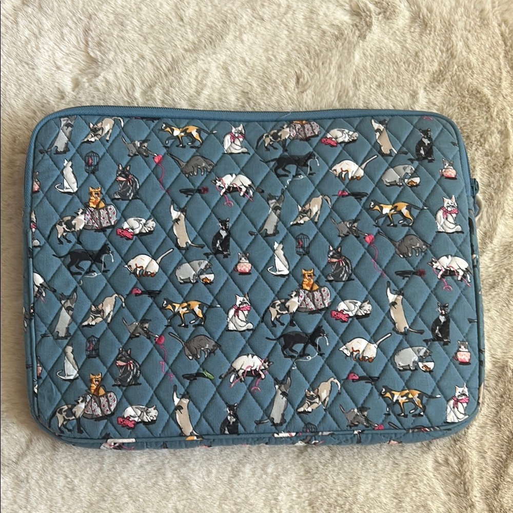 Vera Bradley Quilted Cat Print Laptop Sleeve